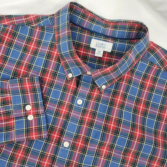 croft & barrow Other - Croft & Barrow Mens Blue Red Plaid Button Down Shirt Size 3XB Casual Weekend